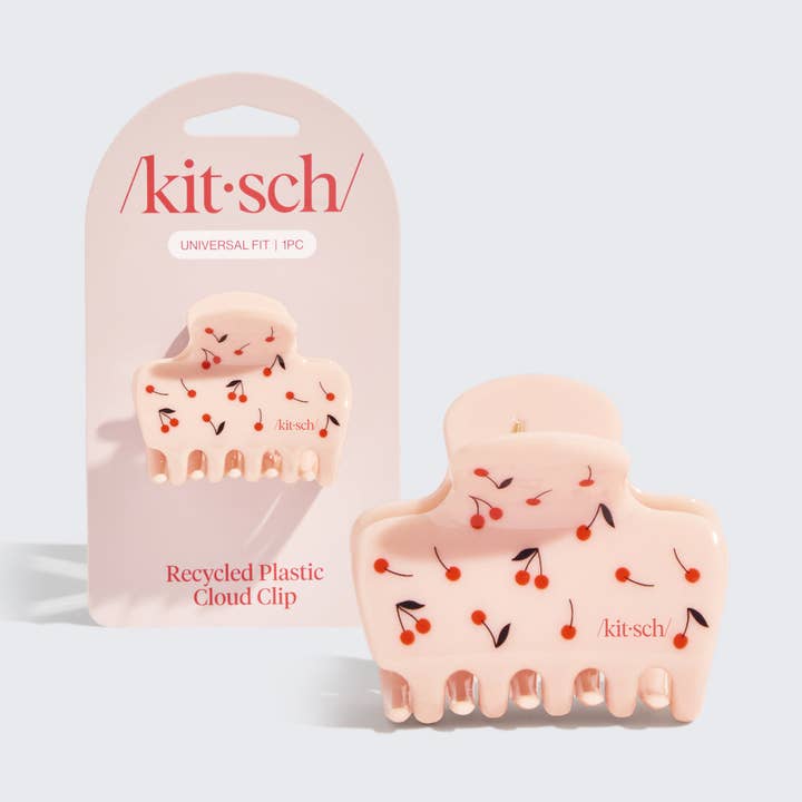 KITSCH - Wholesale Hair Clip - Women's - Recycled Plastic Medium Cloud Clip - Cherry Print