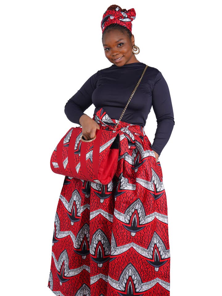 African Long Maxi Skirt With Handbag | One Size for wholesale by Satsuma Wholesale