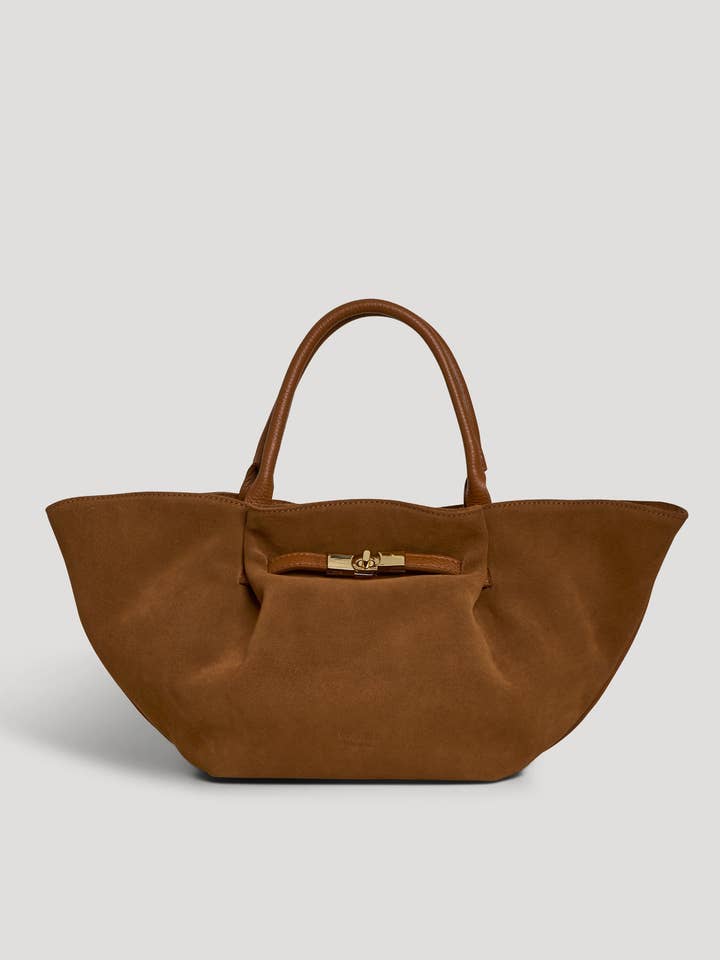 Charlène Bag in Tan Suede and Togo Leather for wholesale by Voemièn