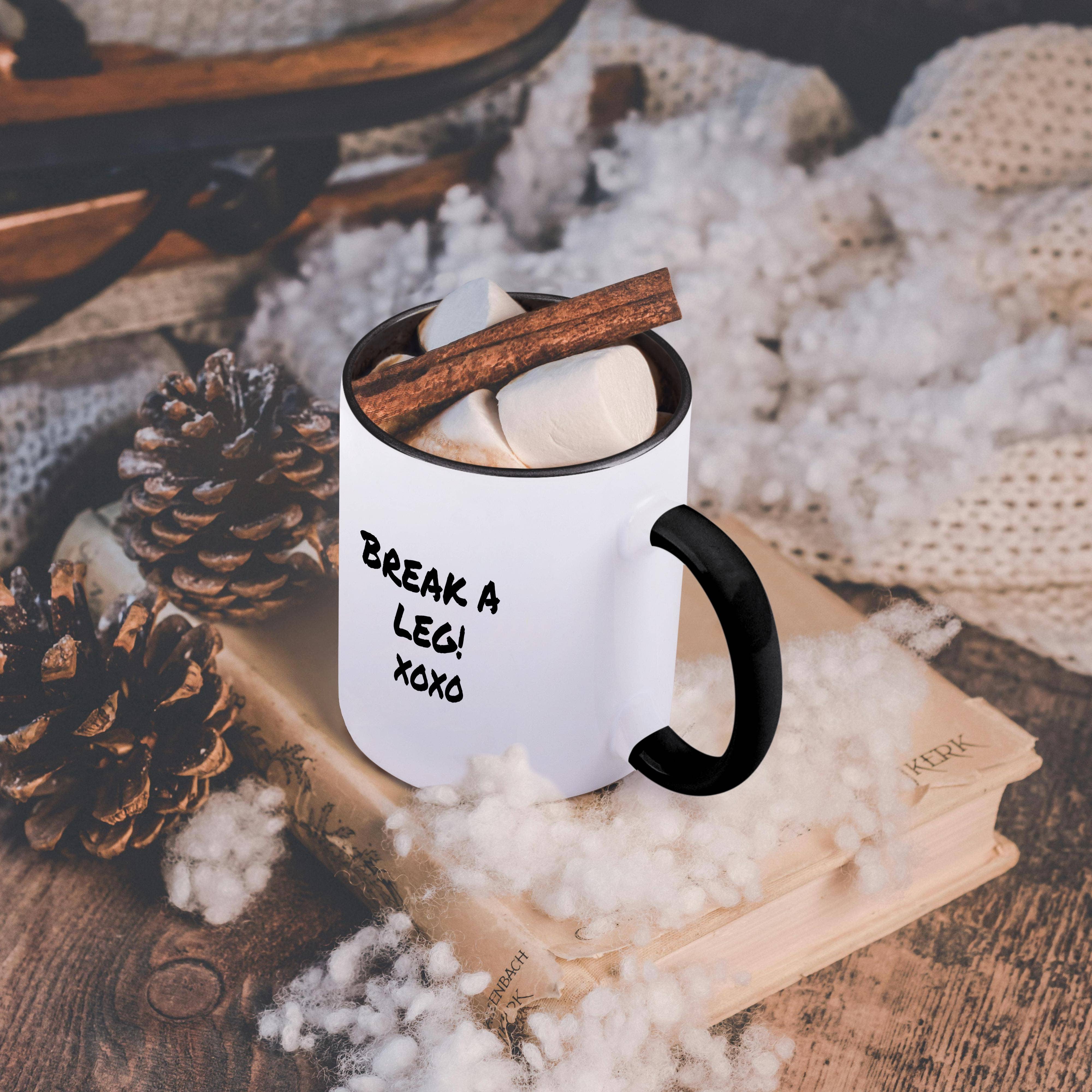 3dRose – wholesale Coffee mug – 3dRose, Break a Leg xoxo. Theater, actor, show business good luck message note, Mug4