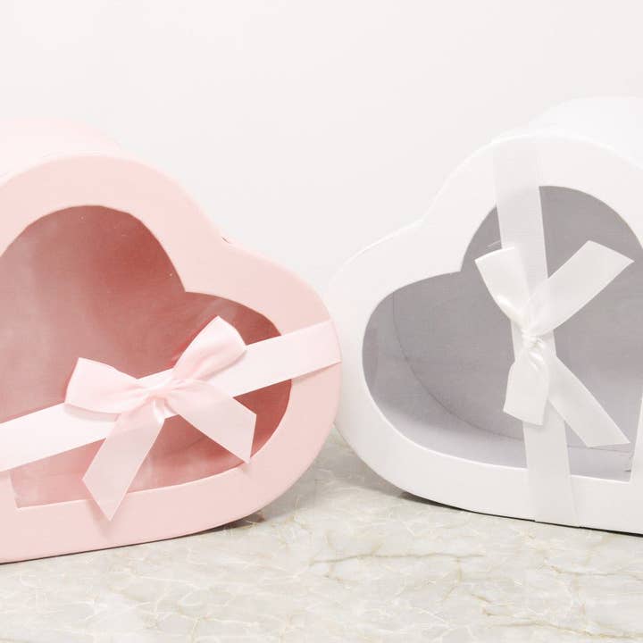 Elegant Design Supply - Vendita all'ingrosso Confezioni regalo - Scatola a forma di cuore con nastro e coperchio trasparente10