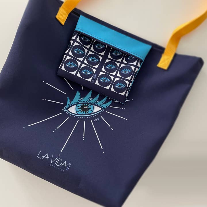 Large Ojo Tote Bag with Interior Pocket for wholesale by La Vida Creative