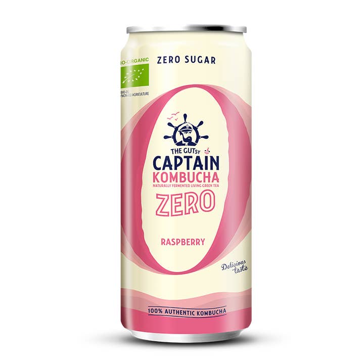 The GUTsy Captain Company - Venta al por mayor Kombucha - GUTsy Captain Kombucha Zero Frambuesa Lata 20x250mL