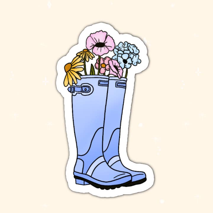 Bottes de pluie esthétiques avec autocollants découpés à l'emporte-pièce pour la vente par Annie's paper studio