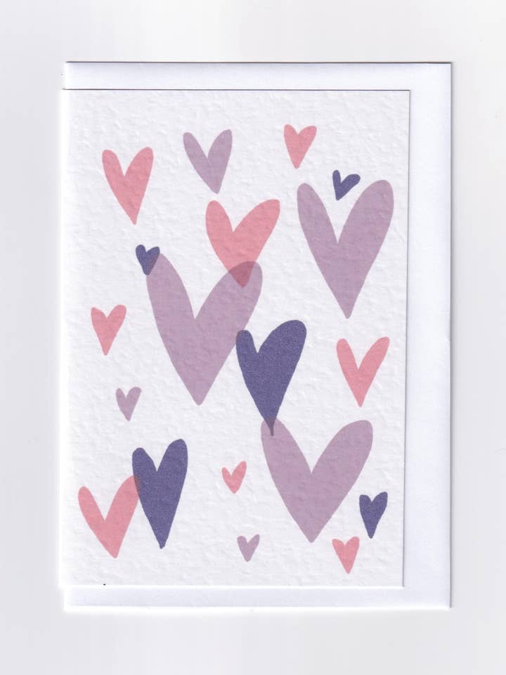 Pink Hearts wenskaart voor wholesale door Jenny Robson Design