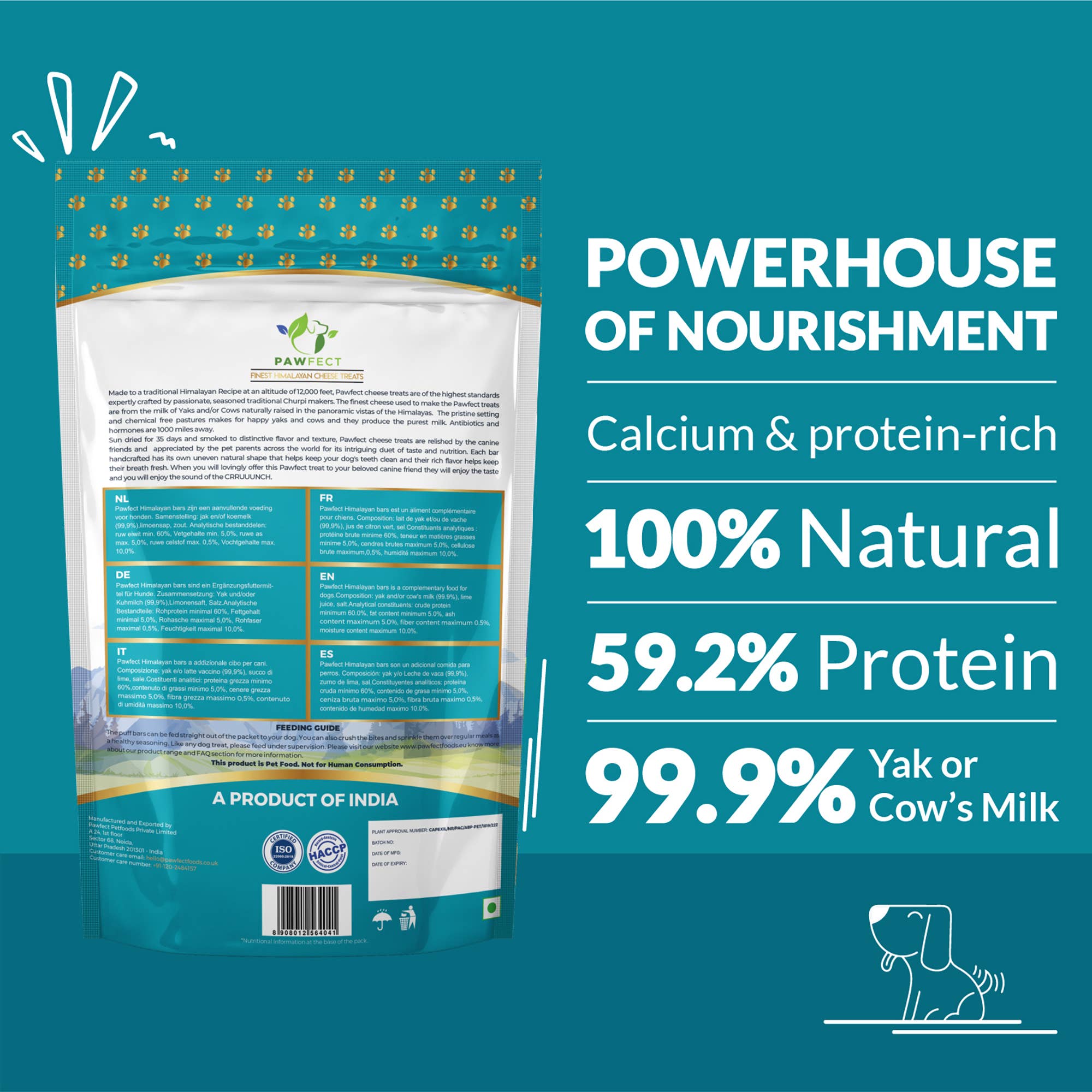 Pawfect Foods - Wholesale Pet Treats - Dog - Pawfect Himalayan Cheese Puff Strips for Dogs | 100% Natural Crunchy Treat | High in protein & calcium | Healthy training treat | Grain-free | Limited ingredient treats for dogs (70g/2.47oz)1