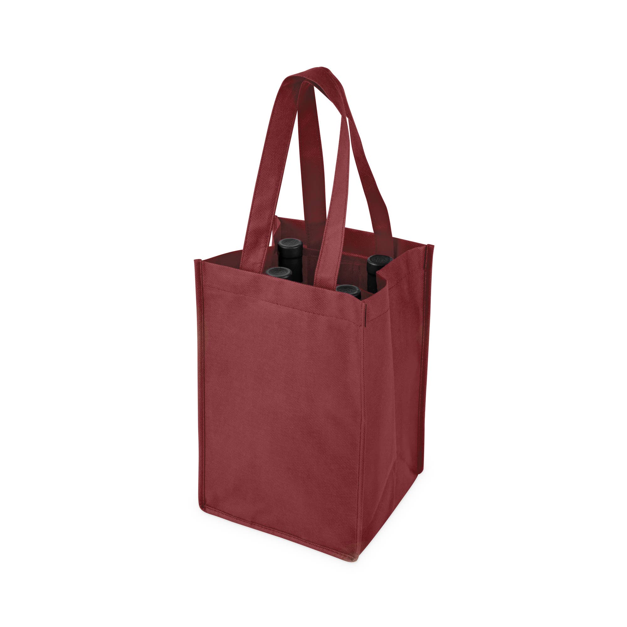 TRUE - Wholesale Wine Tote - Reusable 4 Bottle Non Woven Fabric Wine Tote ASST COLORS3