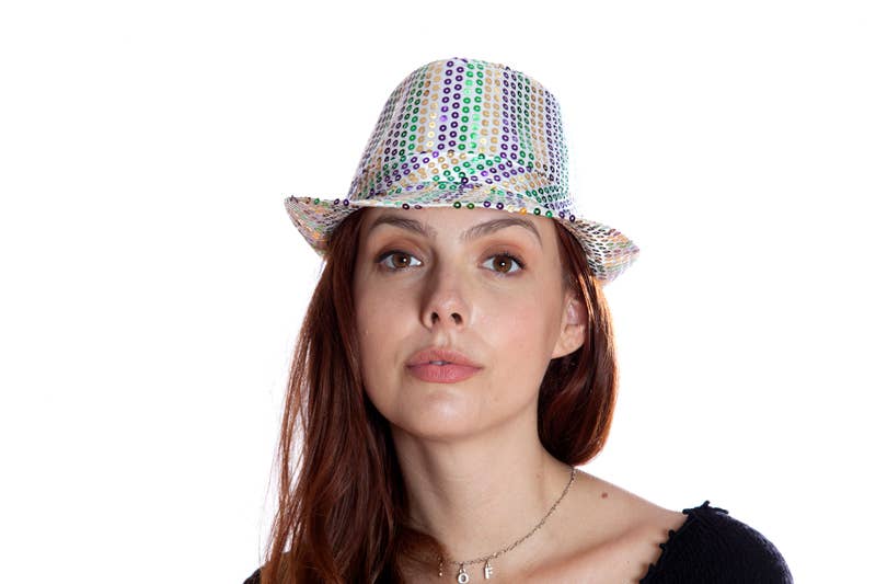 KBW Global Corp. - Wholesale Hat accessory – Women's - Mard Gras Holographic Sequin Fedora