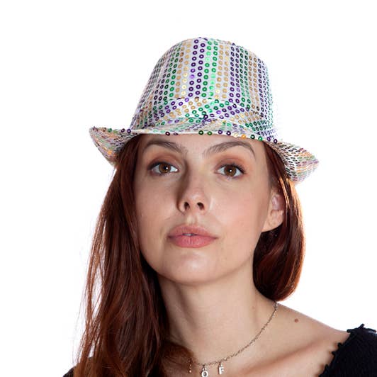 KBW Global Corp. - Wholesale Hat accessory – Women's - Mard Gras Holographic Sequin Fedora0