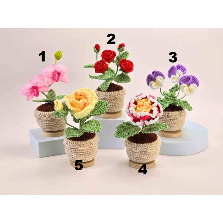 TOMOPOD LLC - Wholesale Stuffed/Plush Toy - Kids & Baby - Crochet Flowers, Flowers in a Pot Bouquet for Mom