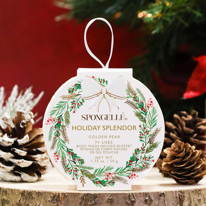 Helligdagspragt - Gylden Pære Helligdagskrans Kropssvamp for engroshandel hos Spongellé | Christmas 2025 | Stocking Stuffers | Gifts