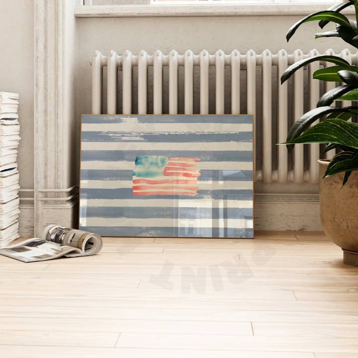 Honey Coast Print Co. - Wholesale Art Print - Landscape Watercolor American Flag Wall Art Print