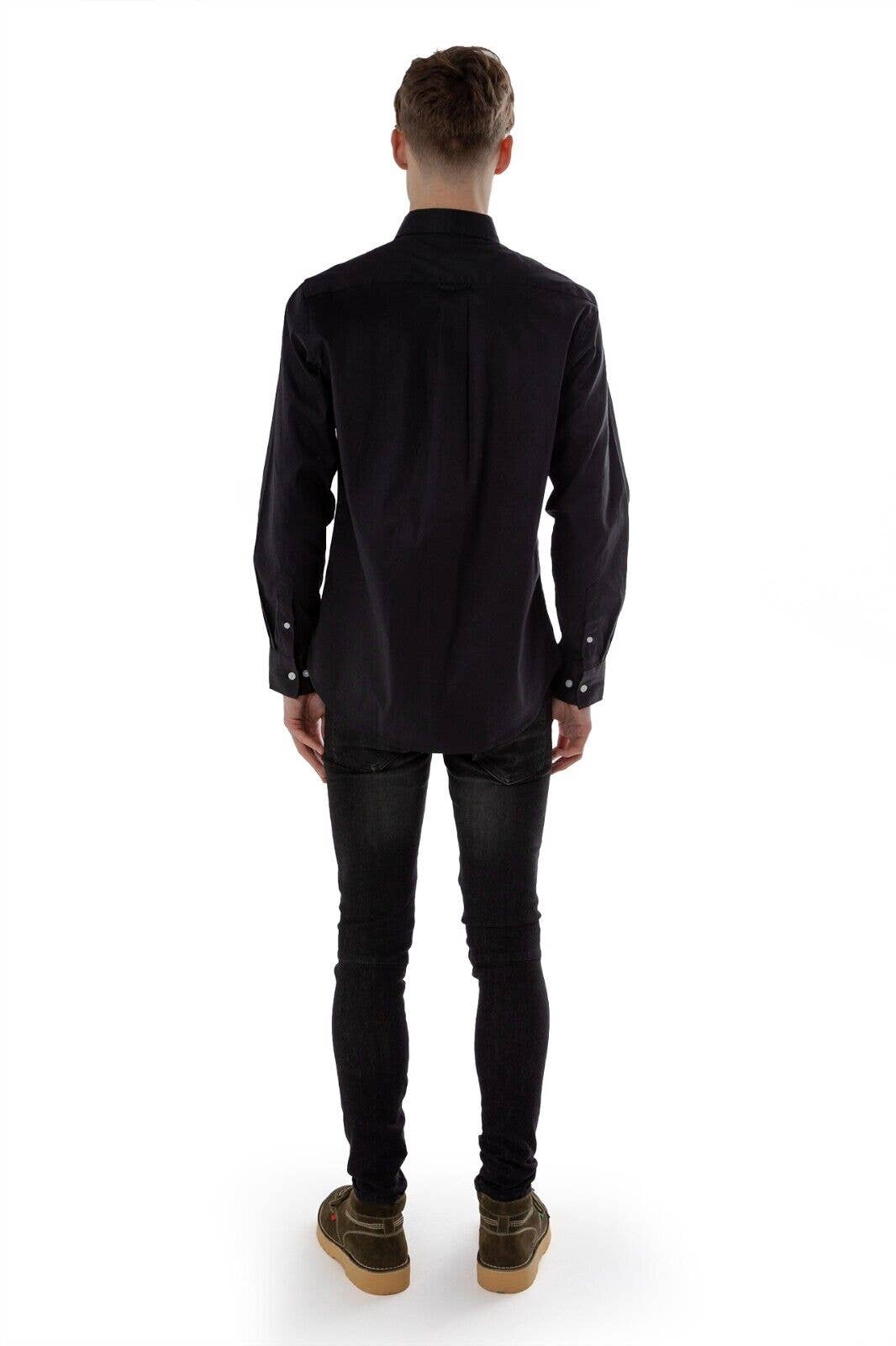 Mens Long Sleeve Shirts Classic Fit Cotton Top - Black for wholesale on Faire2