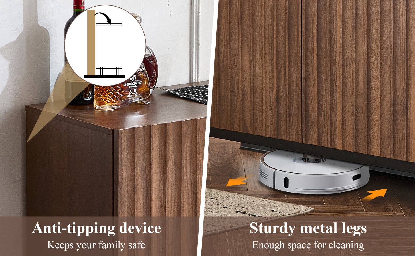 Urban Meuble – wholesale Skänk – Buffé i mörk ådrad vintage ek-effekt med vågig 3D-yta 150x40x80cm GHOTS10