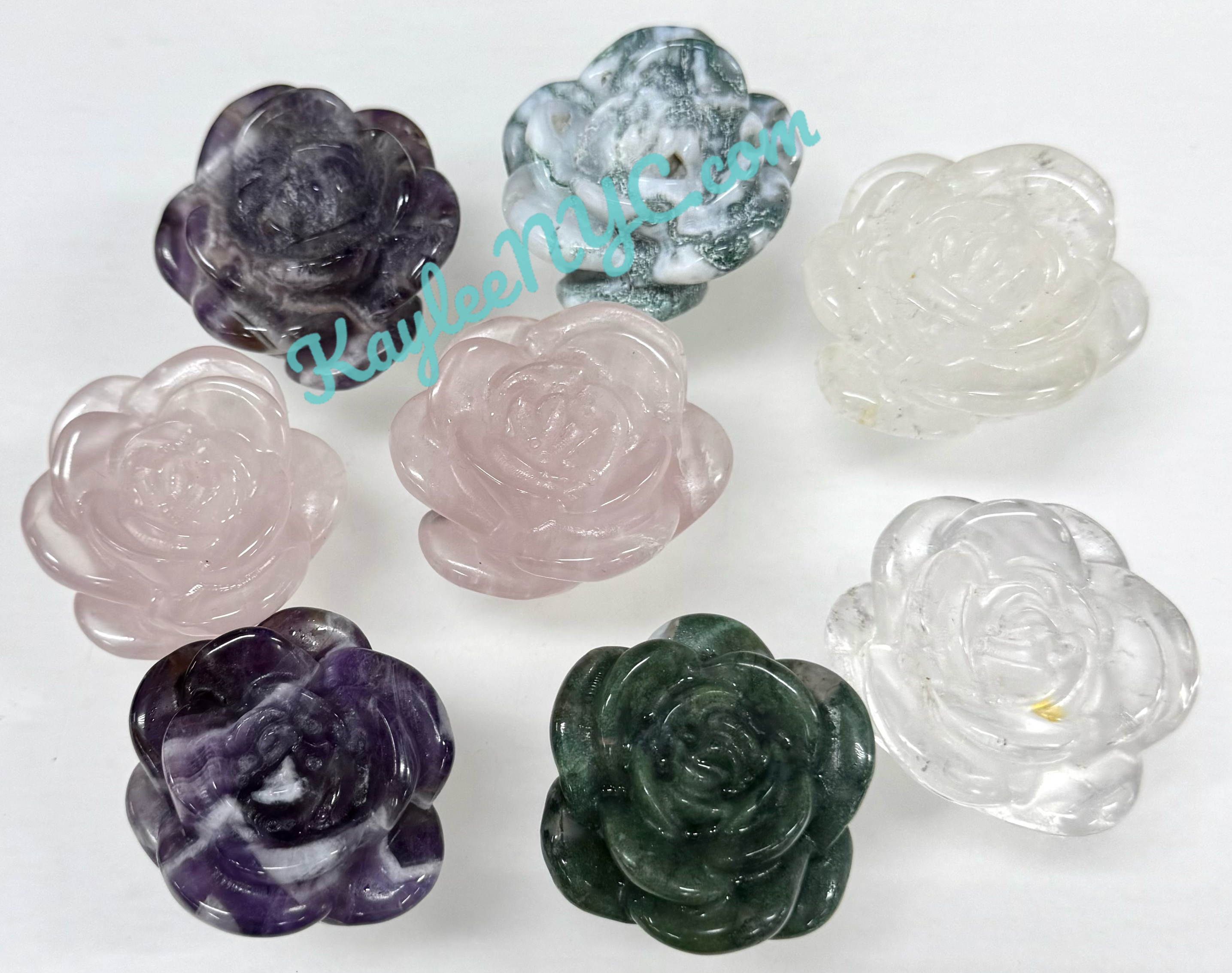 KayleeNYC - Wholesale Spiritual Stone/Crystal - 1.6” Natural Mix Crystals Roses Healing Energy0