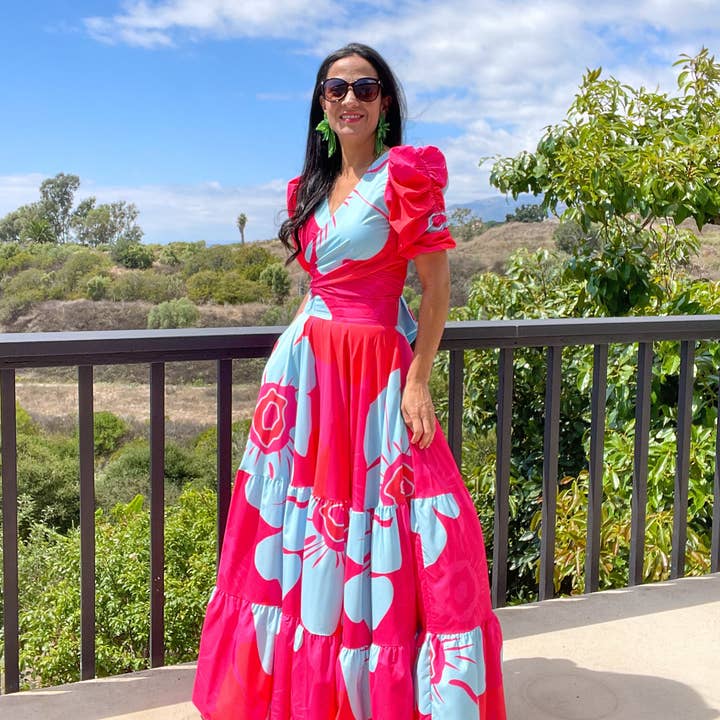 Ocean flow set of blouse and skirt - Teal wave for wholesale by JUAJUA