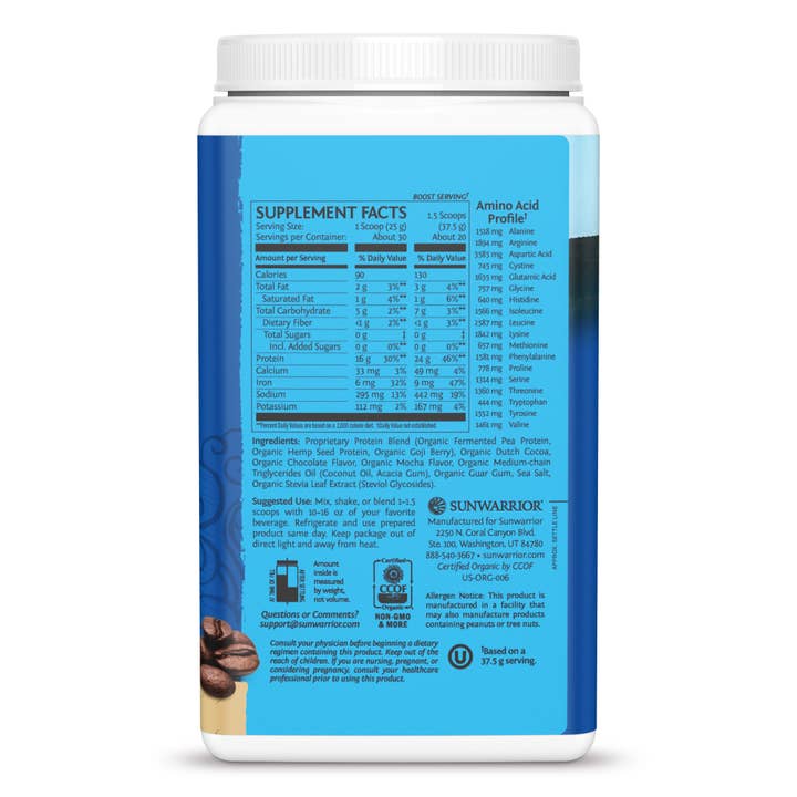 Sunwarrior - Wholesale Protein/Superfood Powder - Warrior Blend Mocha Protein - Pea Protein Powder3
