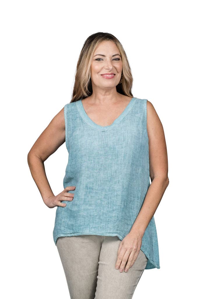 TINA Stephens Italy/Tees By Tina - Wholesale Tunic - Women's - Mona Linen Front/Cotton Back Tank (BT118)13