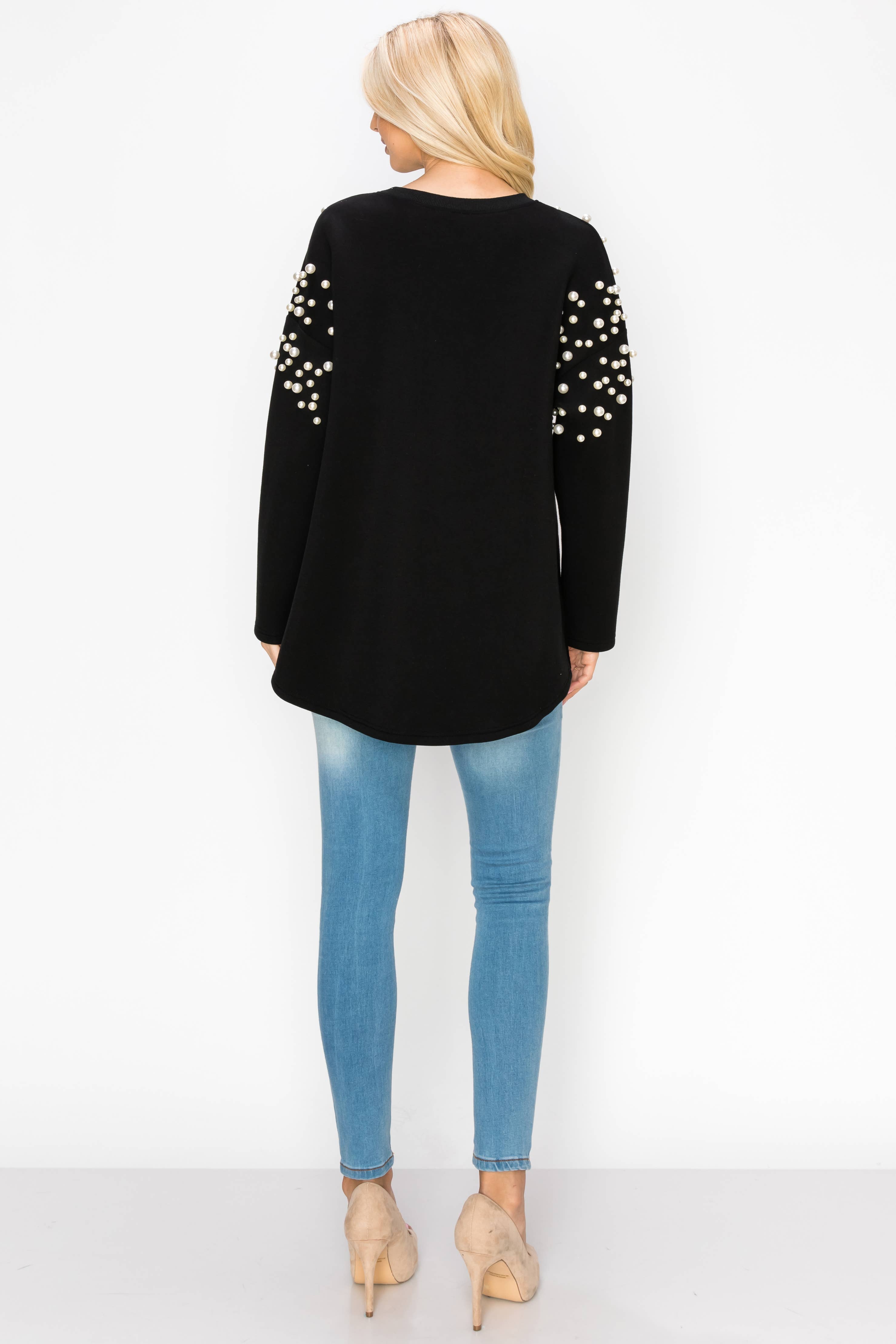 Joh Apparel - Wholesale Knit Top - Women's - Fiona Stretch French Scuba Pearl Top10