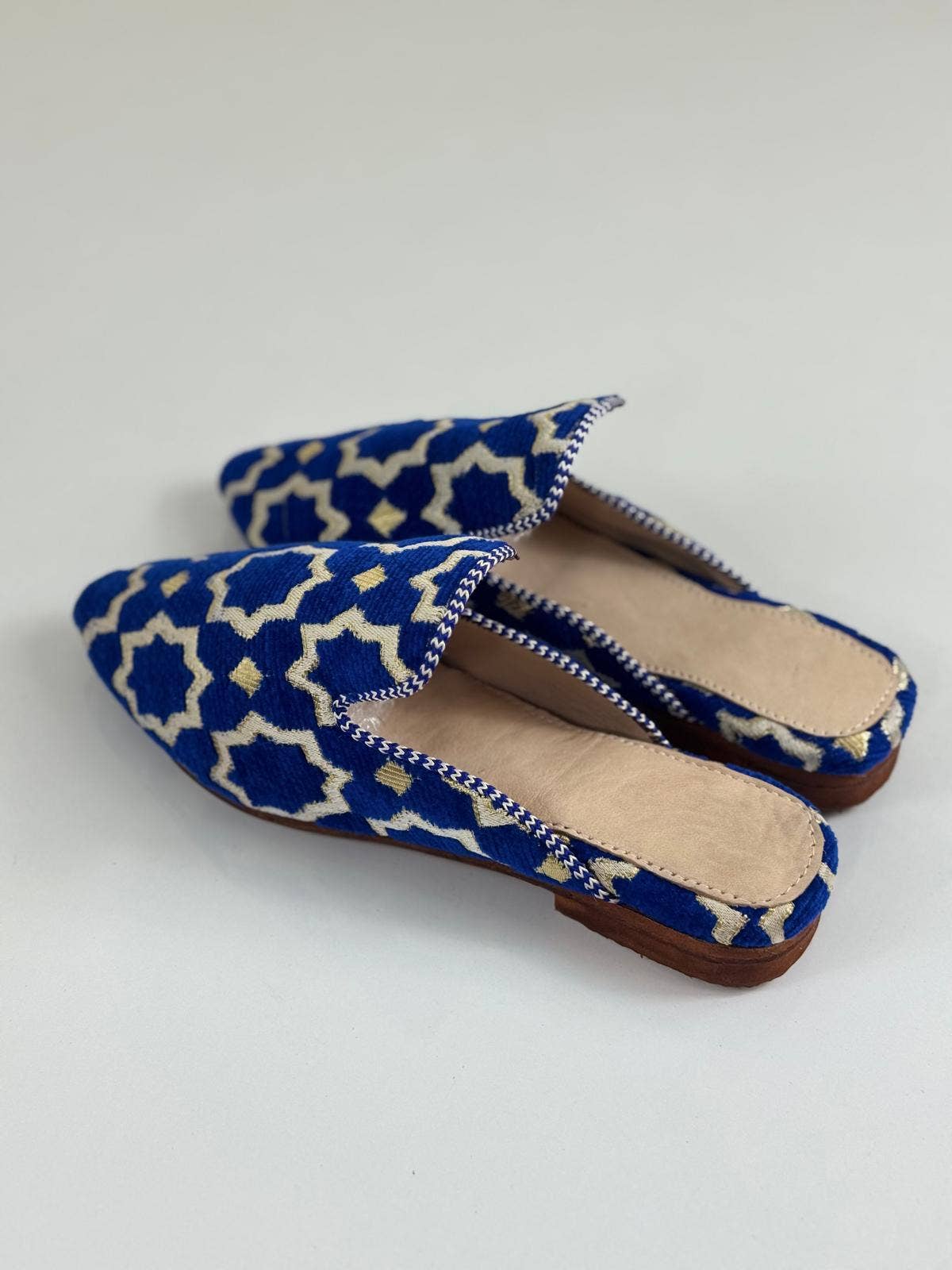Melecraft – wholesale Mules – Women’s – Wholesale Moroccan Slippers - Handmade Blue Boho Mules4