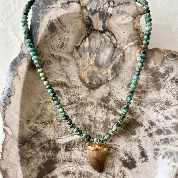 Nudo Turquoise & Husk Men's Necklace for wholesale by House of Olia