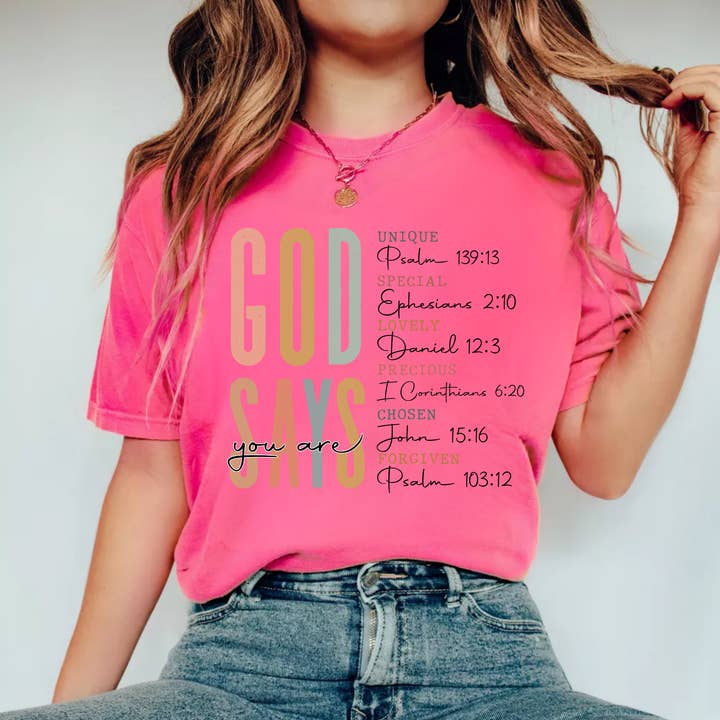 TEELUX - Wholesale Sublimation Transfer - (Shirt not included) God Says You Are - Clear Film Transfer