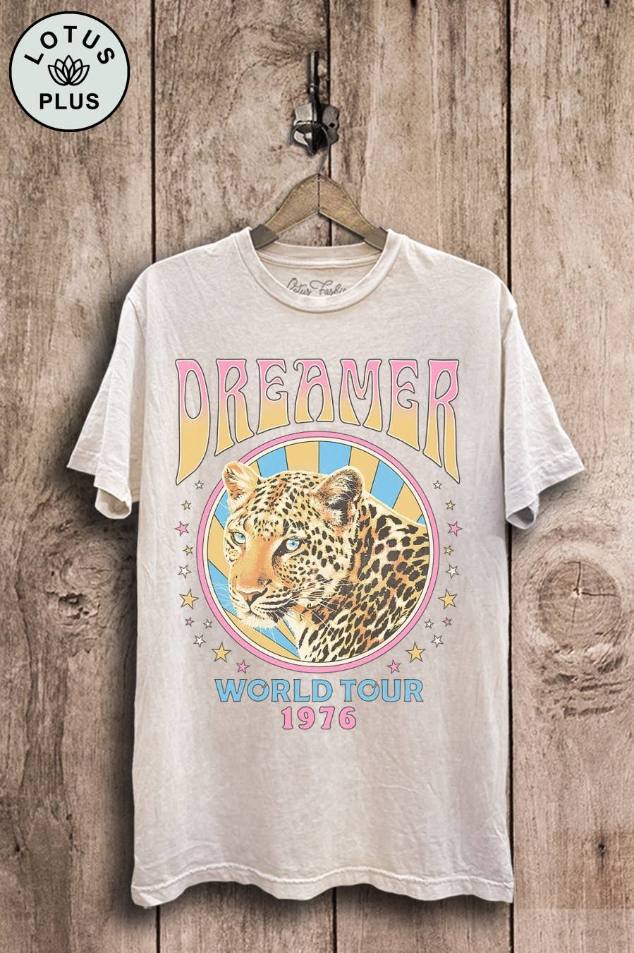 Lotus Fashion Collection - Venta al por mayor Camiseta serigrafiada - Mujer - Camiseta estampada Dreamer Leopard World Tour5
