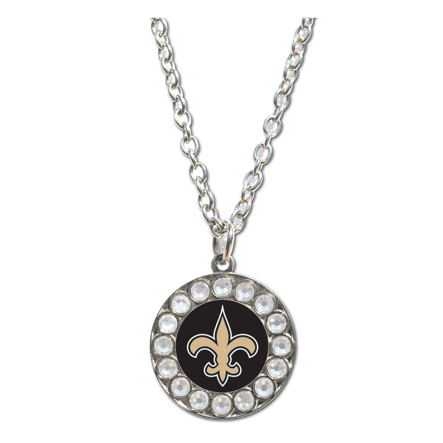 Mojo Licensing - Wholesale Pendant/Charm Necklace - NFL New Orleans Saints Rhinestone Necklace0