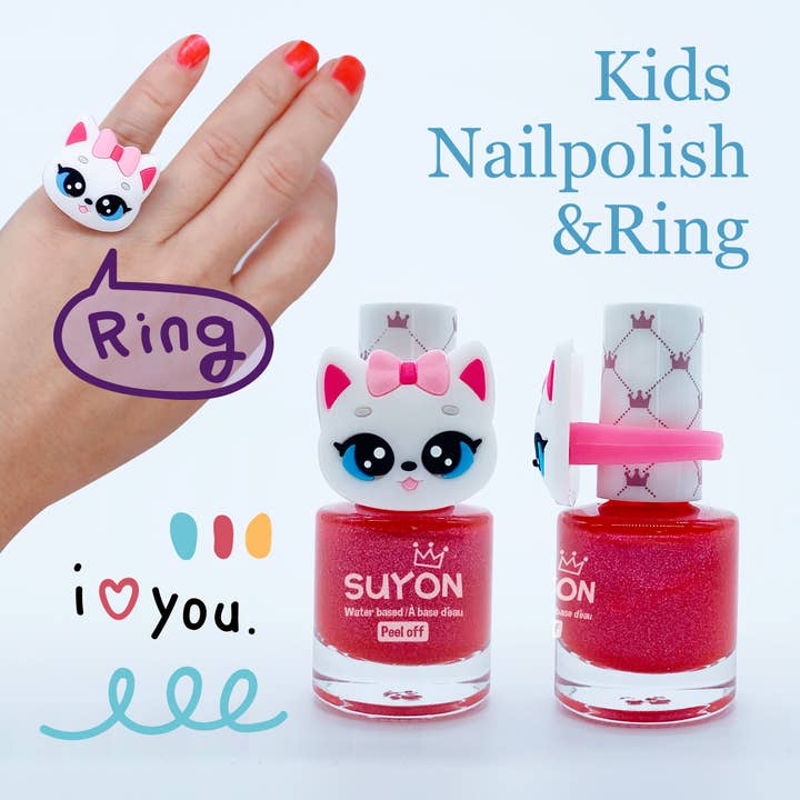 SUYON Collection - Wholesale Nail Polish - Kids - Kitty Ring Nail Polish - Shimmer Pink2