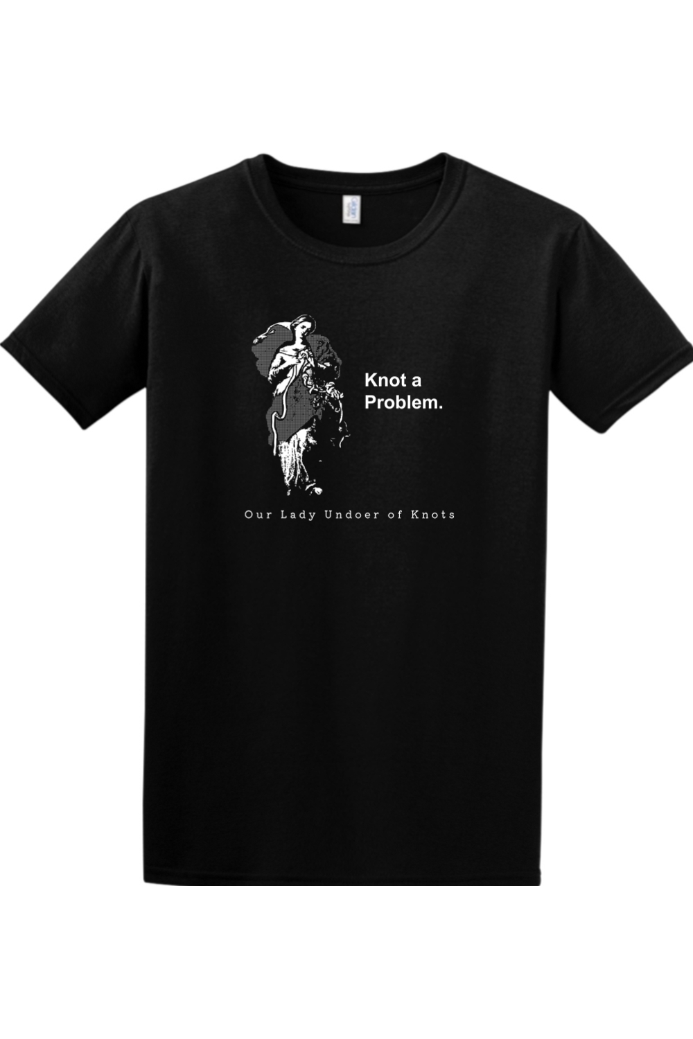 Sock Religious - Wholesale Screen Printed T-Shirt - Unisex - Knot a Problem - Our Lady Undoer of Knots Adult T-shirt3