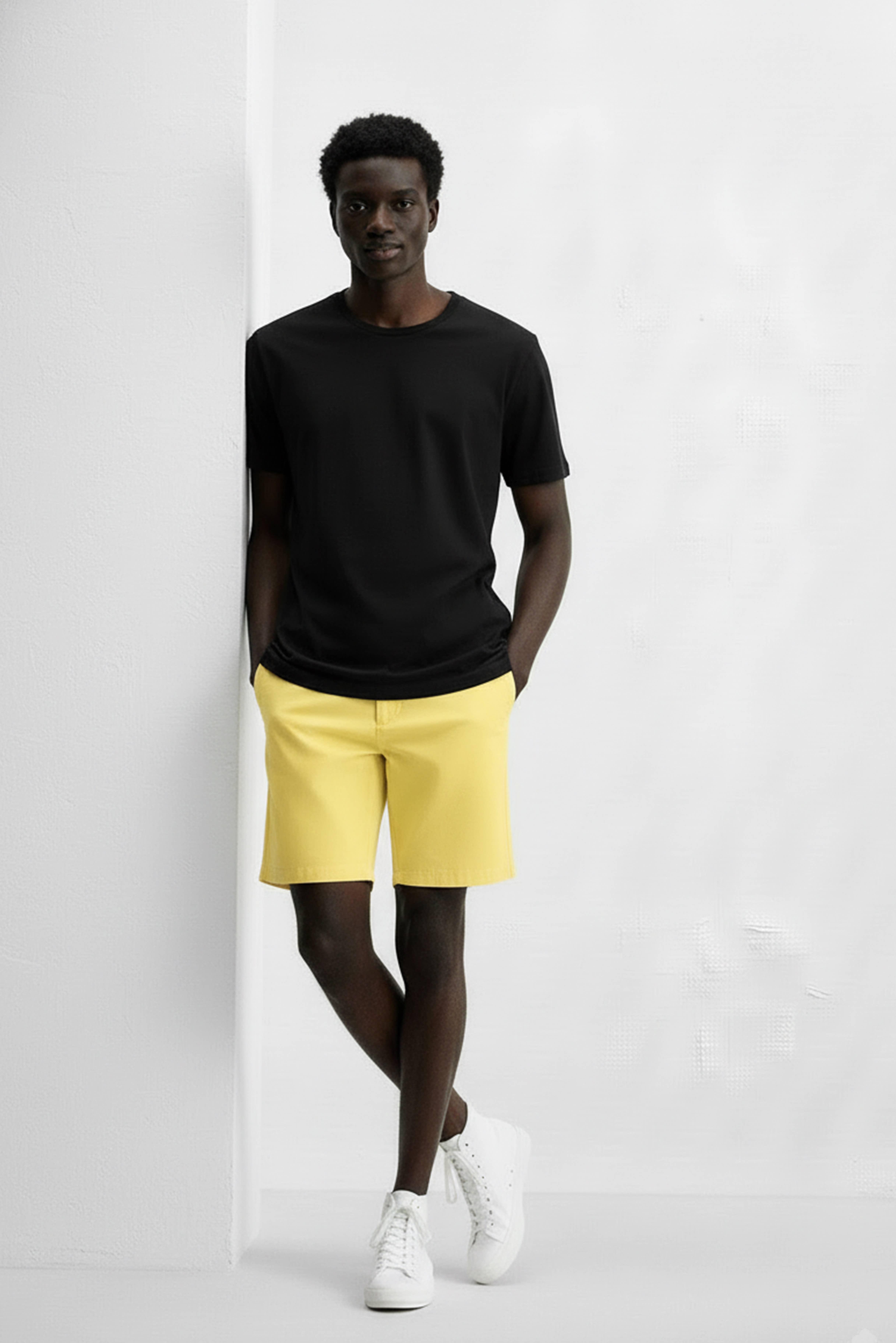 GEEL Zomerse stretchchino shorts van twill voor heren met 4 zakken voor groothandel op Faire0