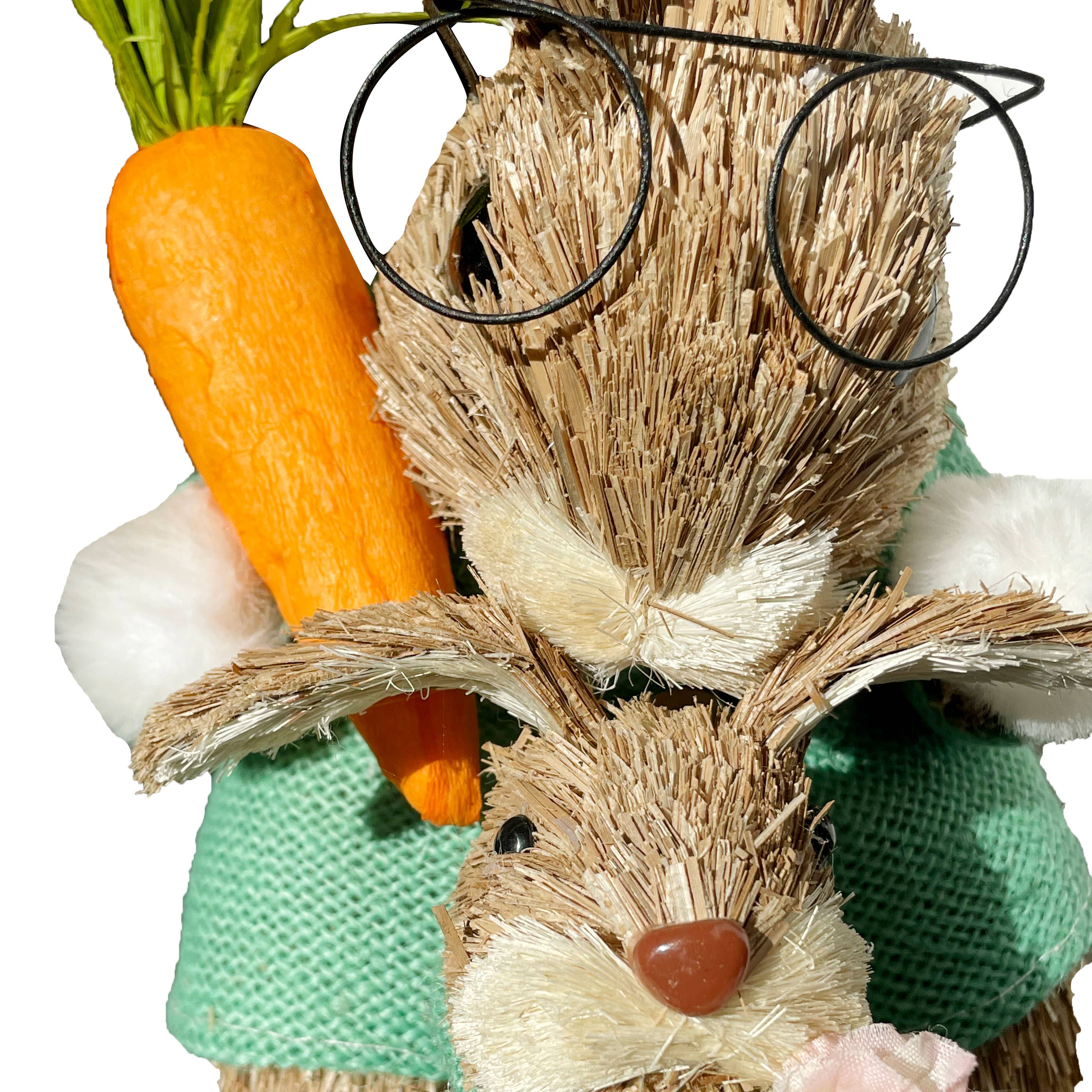 Galt International Company - Wholesale Decorative Figurine - Mom & Baby Straw Easter Bunny Figurine4