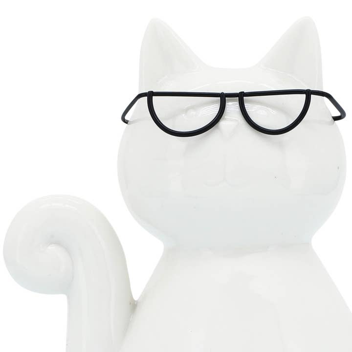 Sagebrook Home - Wholesale Decorative Figurine - Ceramic Modern Kitty with Glasses Figurine - White, 8 in.9
