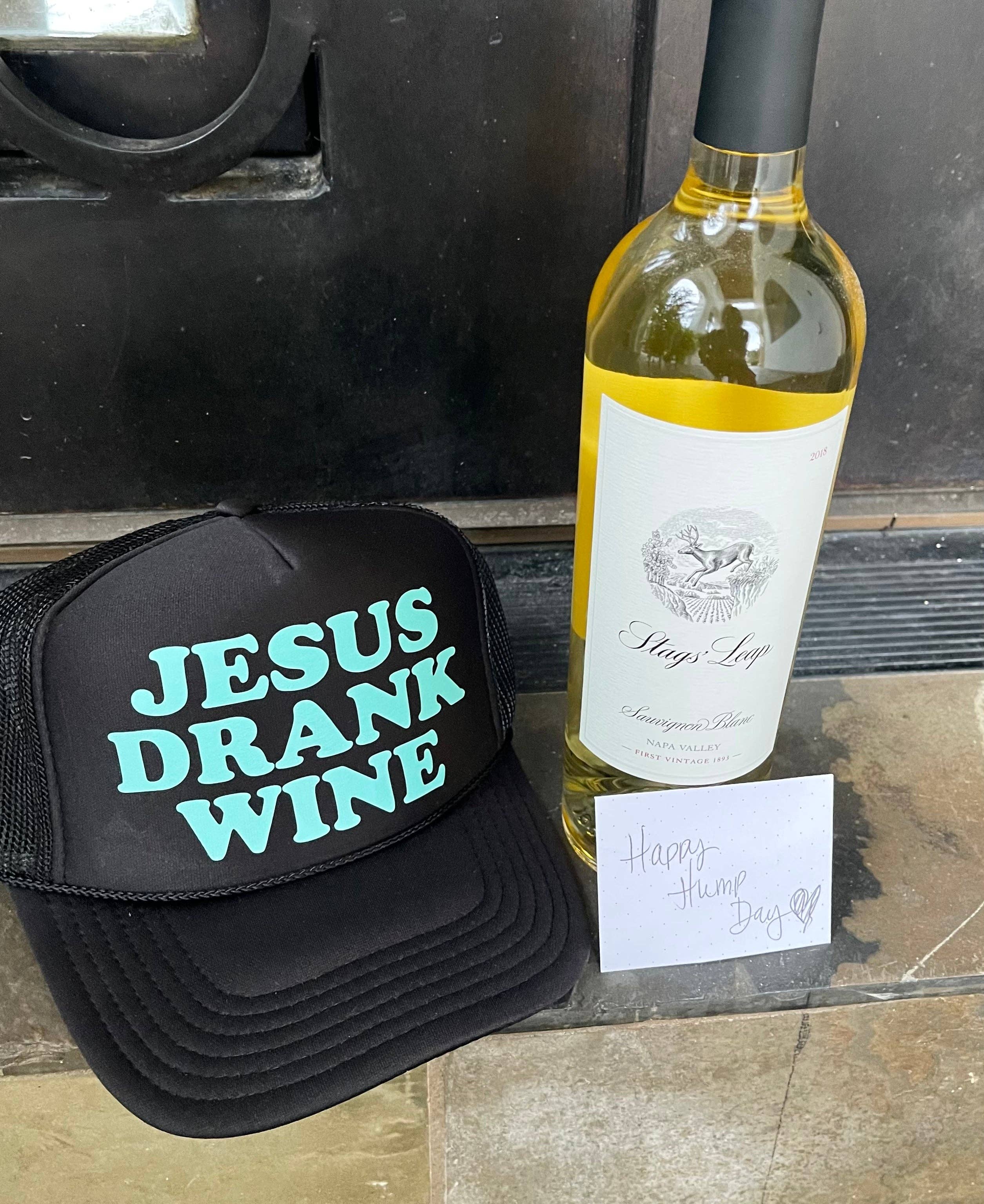 Littlebrightbird - Wholesale Trucker Hat - Unisex - Jesus Drank Wine Black Trucker1