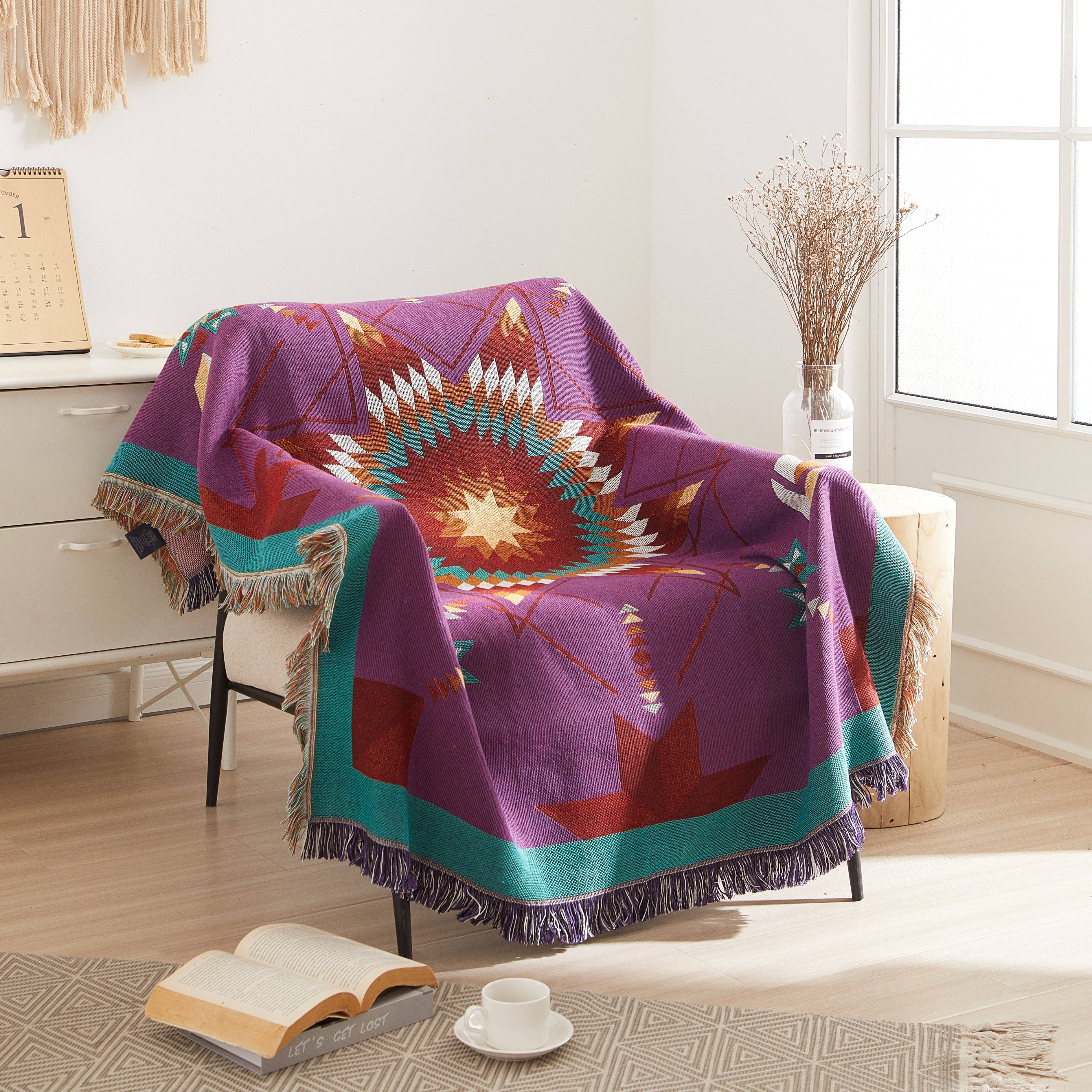 Linen Mart - Wholesale Throw Blanket - Woven Native Star Throw0