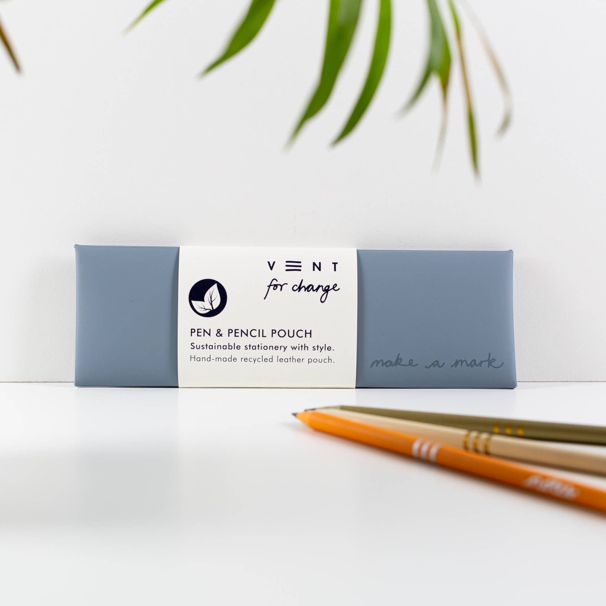 VENT for Change – wholesale Pencil case/pouch – Pen / Pencil Pouch Recycled Leather - Dusty Blue