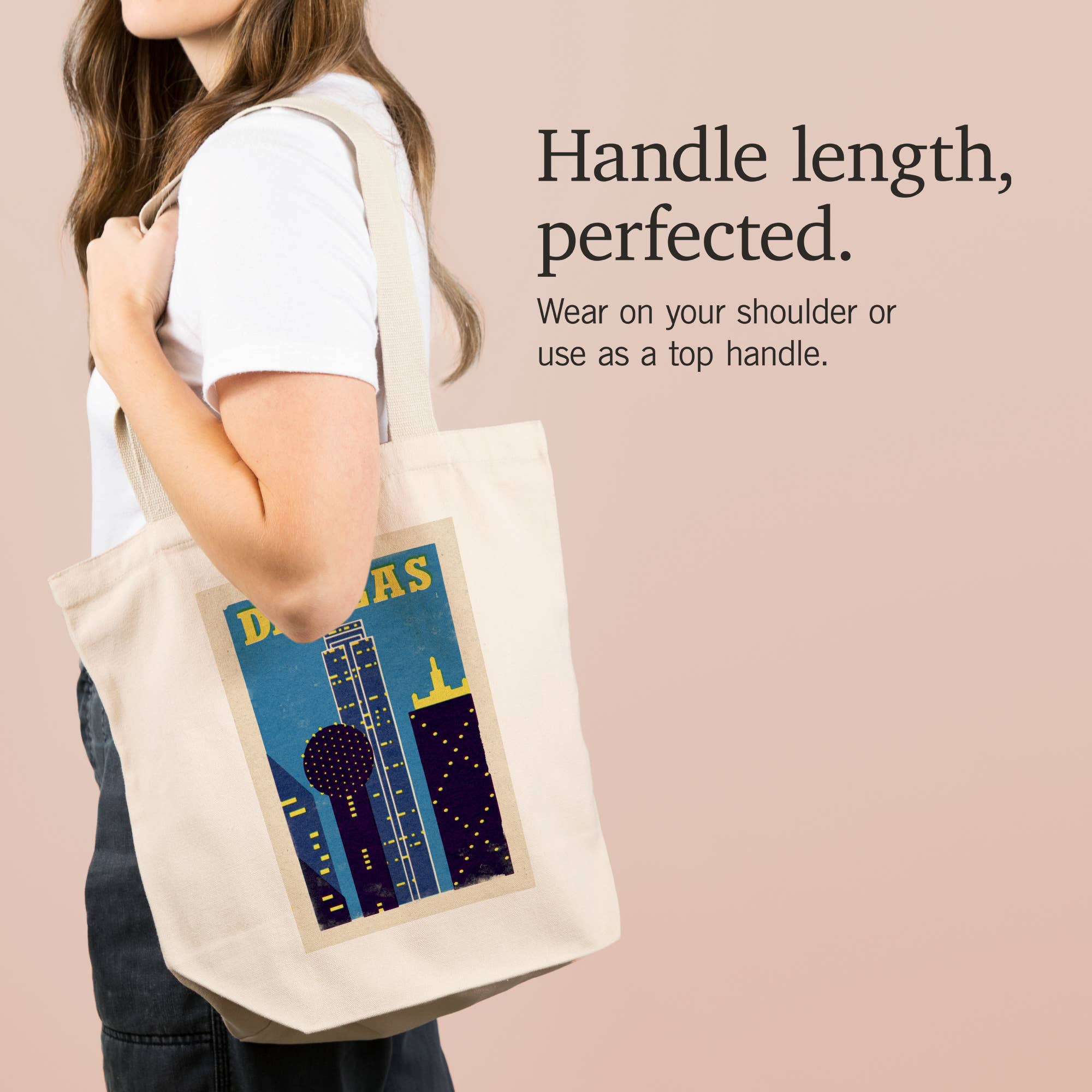 Lantern Press - Vente Tote bag – unisexe - SACS TOTE BIOLOGIQUES Dallas, Texas, Woodblock1