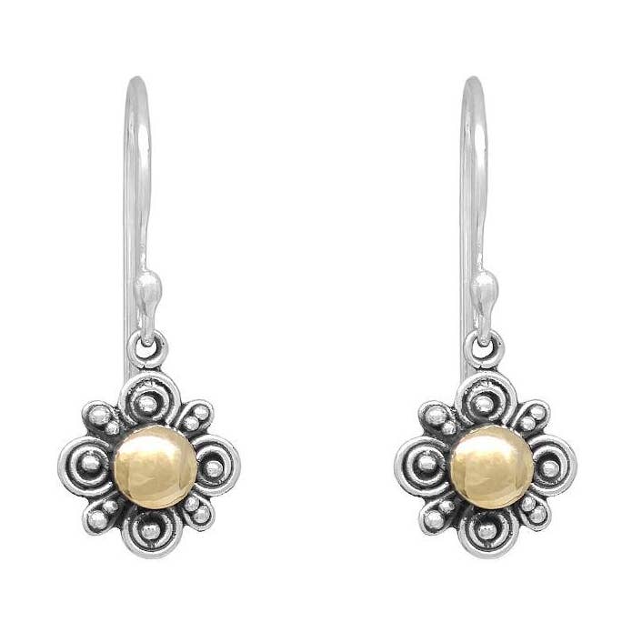 Pendentif en forme de fleur en argent sterling et or 22 carats pour la vente par SITA