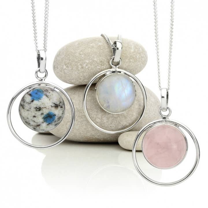 UniArt - Wholesale Pendant/Charm Necklace - Sterling Silver Selene Pendant with Natural Stone2