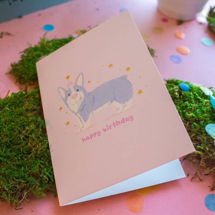 Jollie Ollie Designs – wholesale Birthday card – Happy Birthday Corgi Card