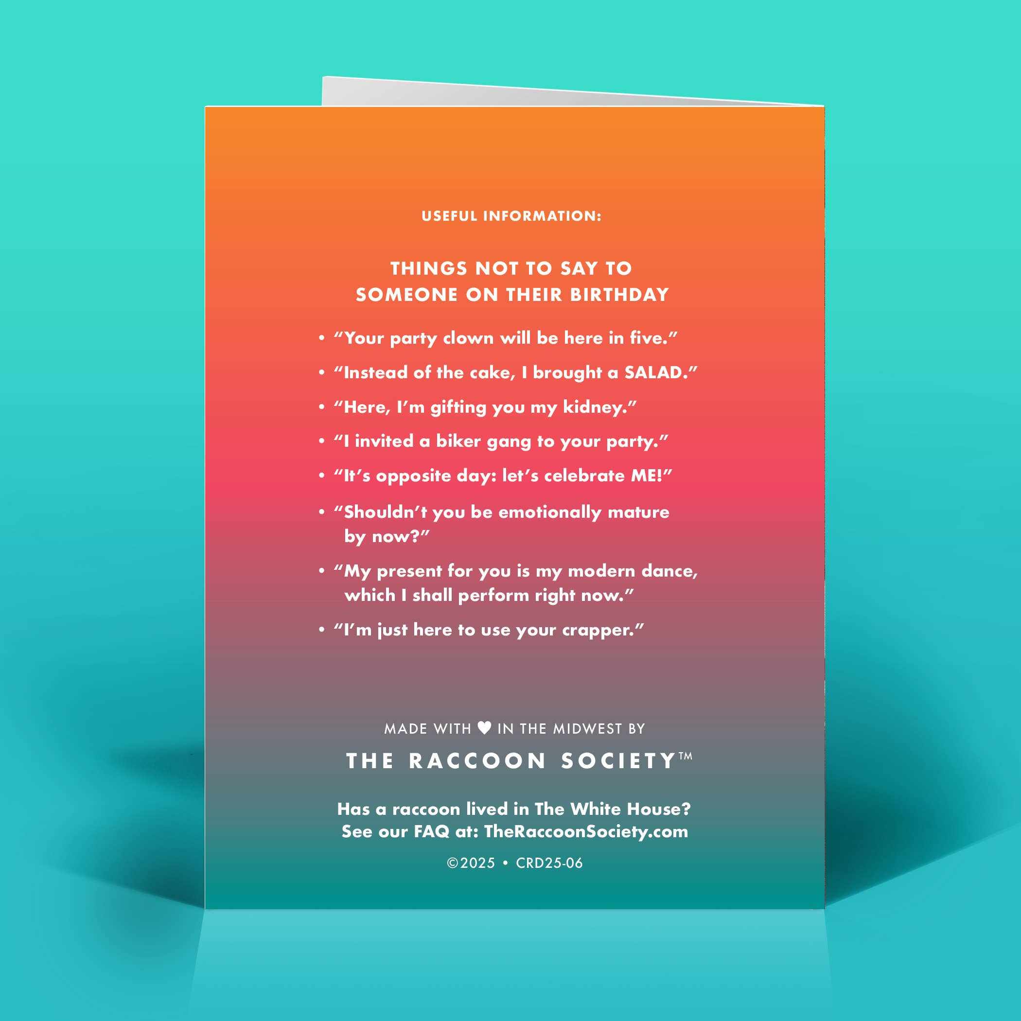 The Raccoon Society - Wholesale Birthday Card - Rager Birthday Card1