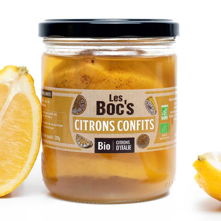 Citron confit bio pour la vente par Les Boc's