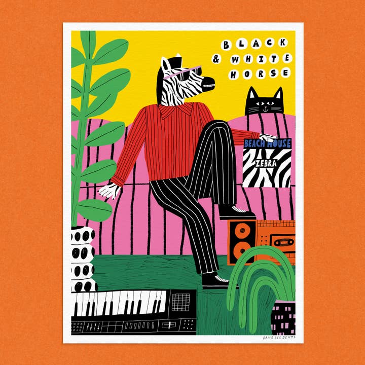 30X40 CM Print / Poster - BLACK & WHITE HORSE - AFF96 for wholesale by Dans Les Dents