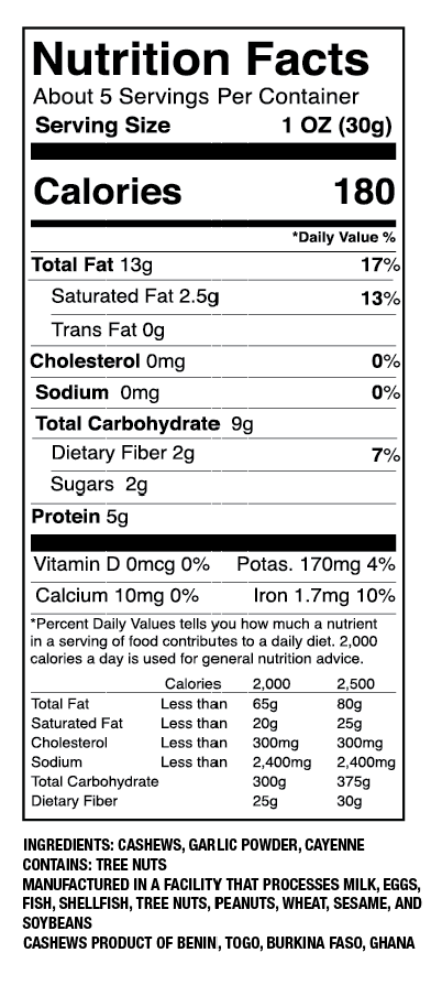 GRIA Food Co. - Wholesale Nuts - Spicy Garlic Fairtrade Cashews1