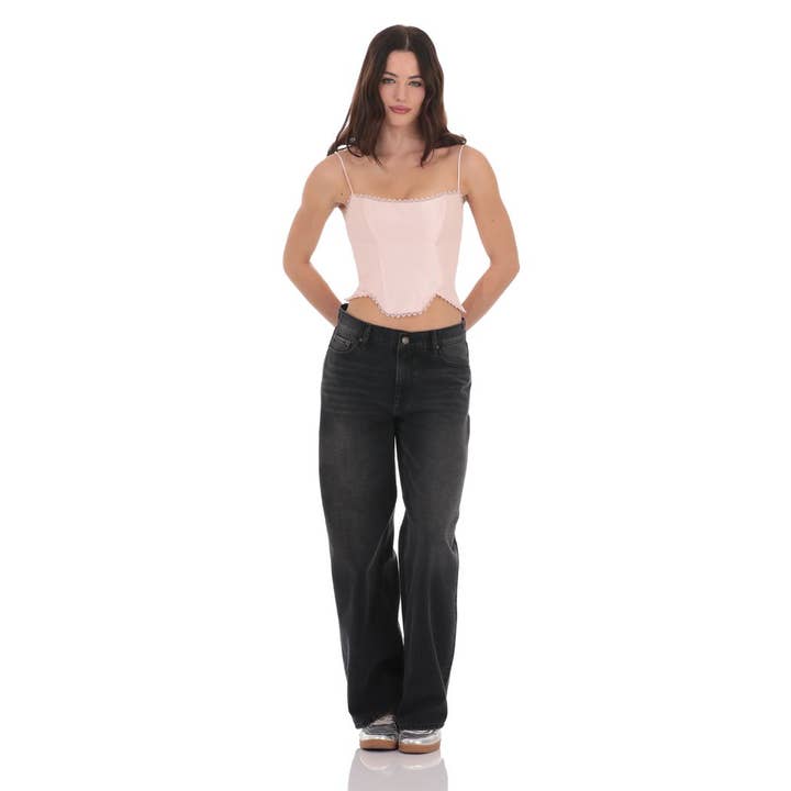 Low Rise Baggy Jeans in Black for wholesale by Lucy In The Sky