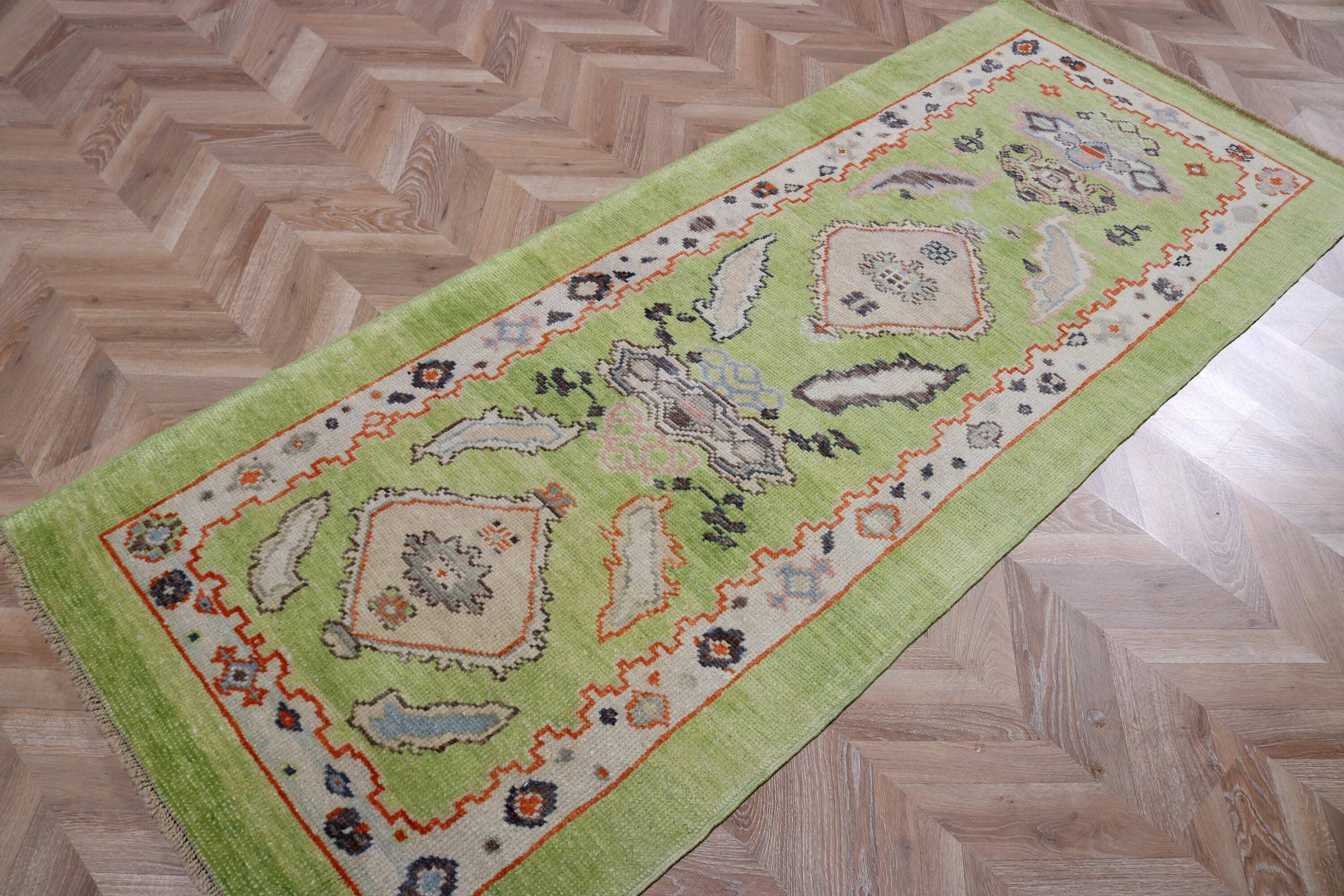 The Loom Wholesale – wholesale Runner rug – Vintage Turkish Green Oushak Wool Runner Rug 3x8 ft5