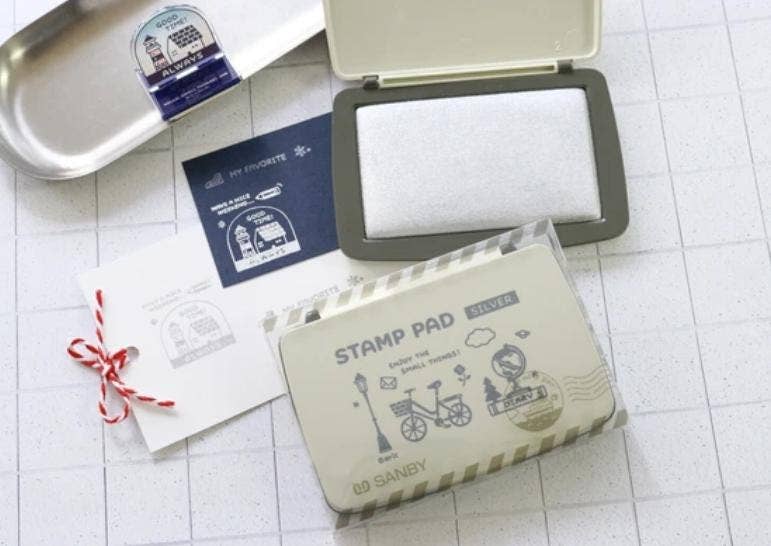 「FUNJI」In Japan - Wholesale Rubber/Decorative Stamp - Eric × SANBY Stamp Pad Vol.2 Gold, Silver, Navy Japanese Ink5
