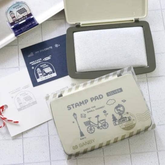 「FUNJI」In Japan - Wholesale Rubber/Decorative Stamp - Eric × SANBY Stamp Pad Vol.2 Gold, Silver, Navy Japanese Ink5