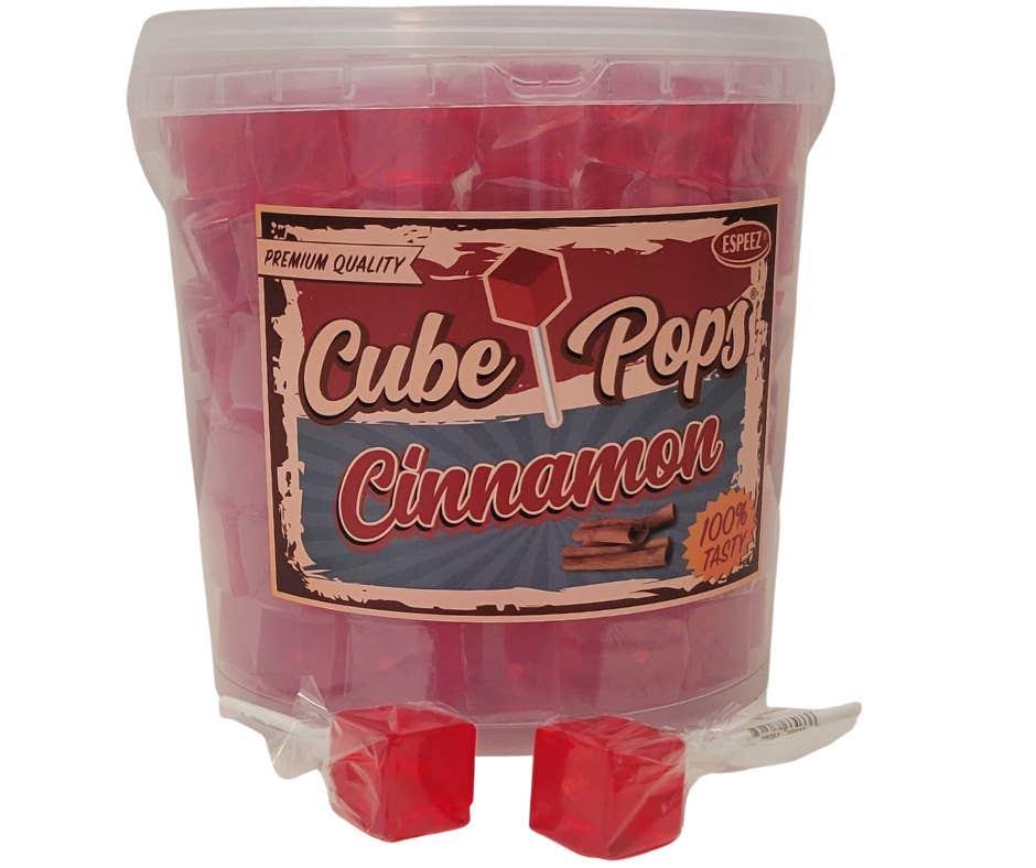 Candy Barn Express - Wholesale Lollipop - Old Fashioned Cinnamon Cube Pops Lollipop - 100 Ct. Tub
