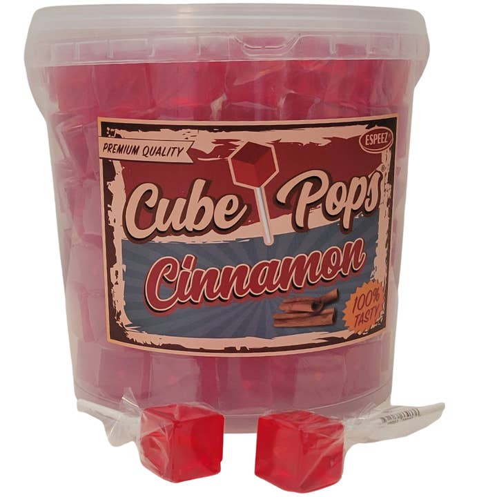 Old Fashioned Cinnamon Cube Pops Lollipop - 100 Ct. Tub for wholesale by Candy Barn Express